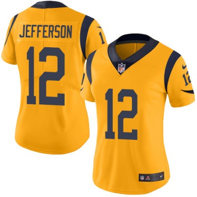 Nike Los Angeles Rams #12 Van Jefferson Gold Women's Stitched NFL Limited Rush Jersey